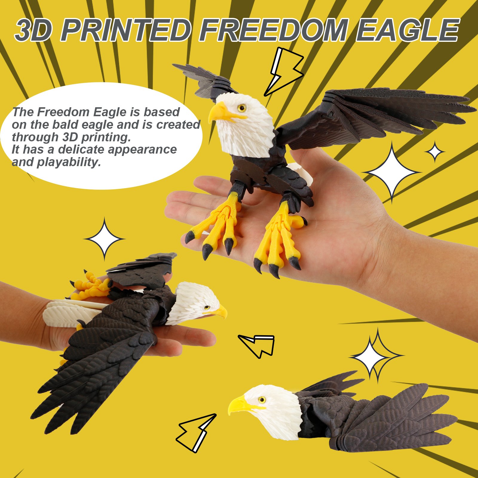 3D printed freedom eagle toy feature graphic