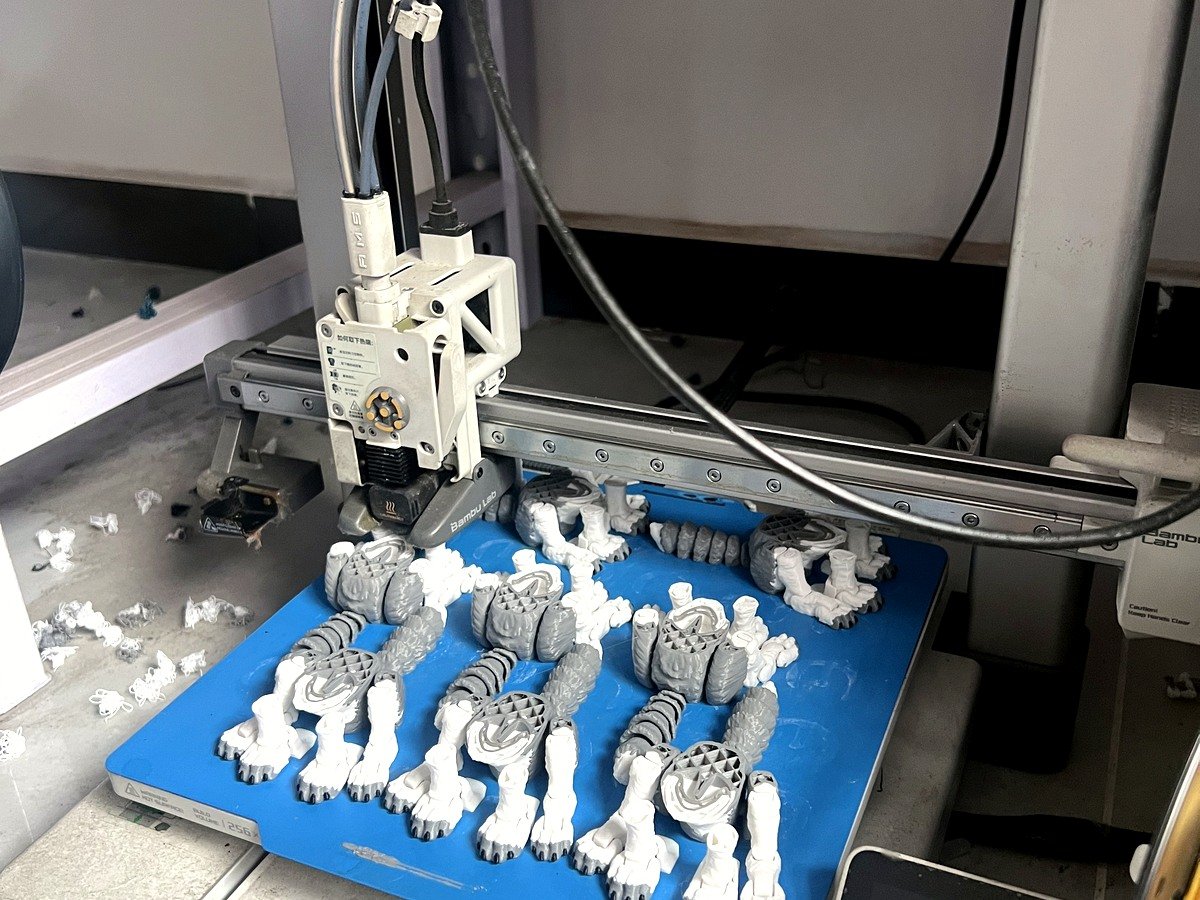 3D printed products being made layer by layer