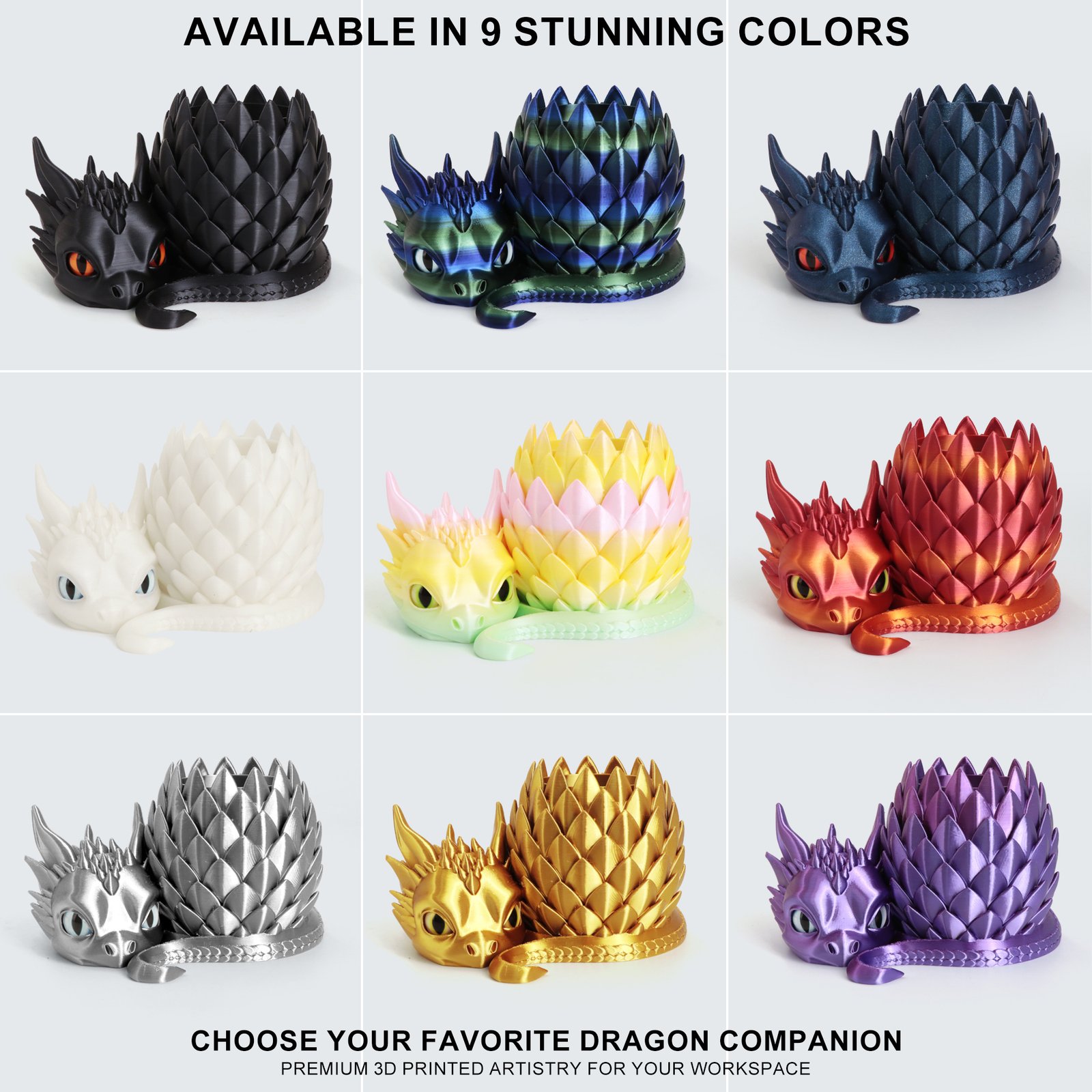 3D printed dragon desk organizer available color options