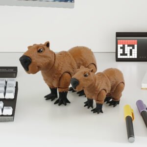 Brown articulated capybara 3D printed toys desk display